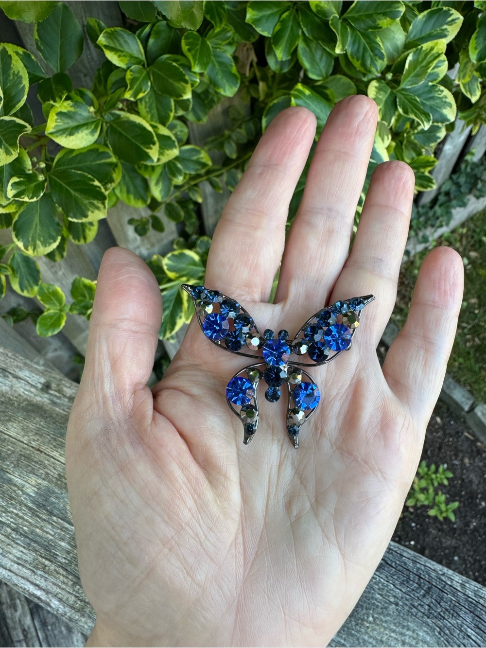 Blue Crystal Butterfly Brooch